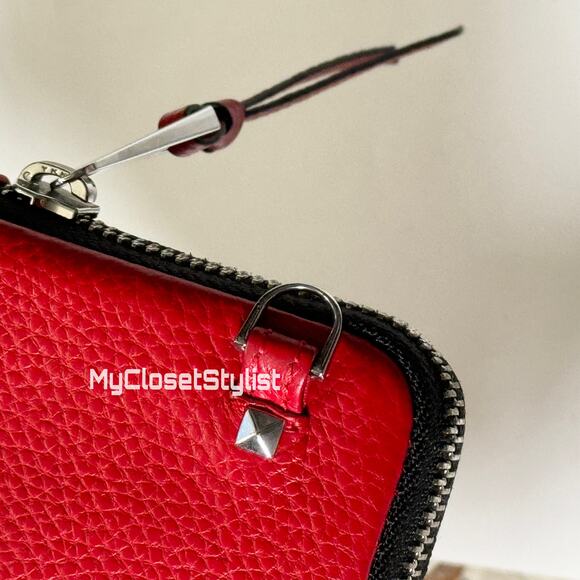 BANDOLIER Expanded Pouch Red Leather Crossbody Purse NEW! Zipper Bag SILVER ZIP - Picture 5 of 7